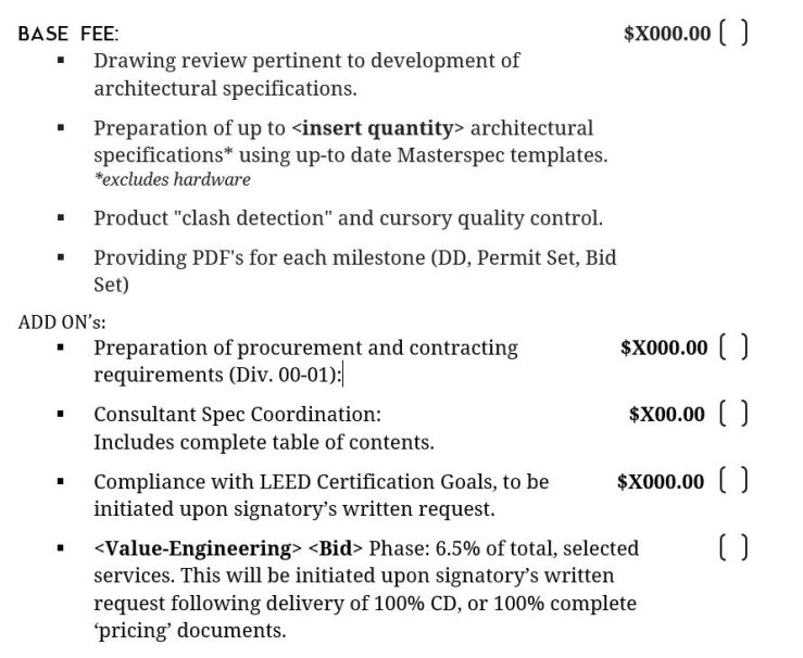 Sample Fee Structure